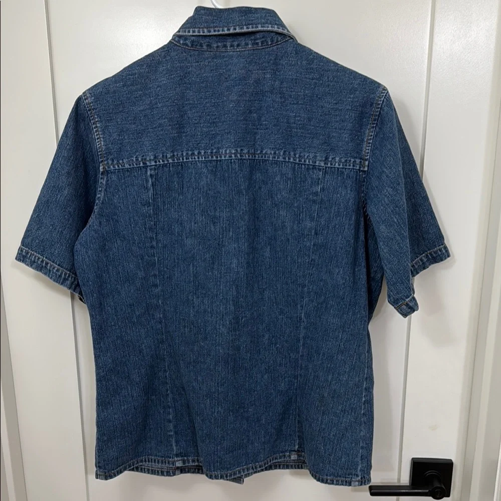 LAURA ASHLEY vintage Denim Blue Short Shirt - Picture 7 of 10